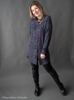 Preview: Viskose Druck Fall Grids anthrazit/lila by Thorsten Berger, Swafing